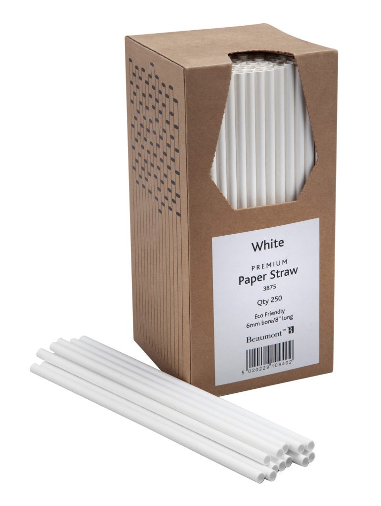 8" White Paper Straws PK250 Beaumont